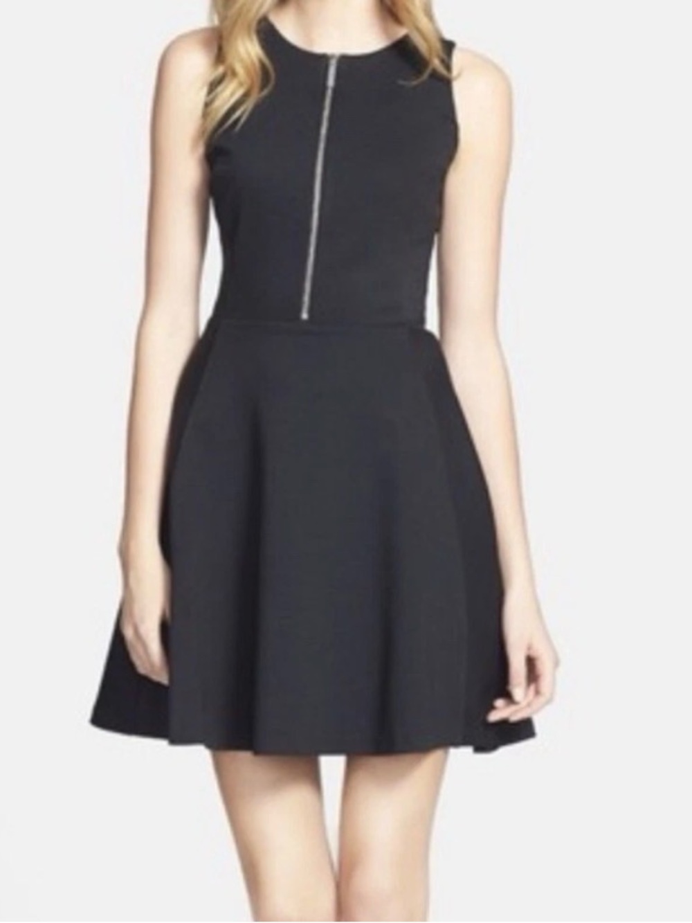 Michael Kors Black Sleeveless Zip-Front Fit-and-Flare Mini Dress Black NEW 14